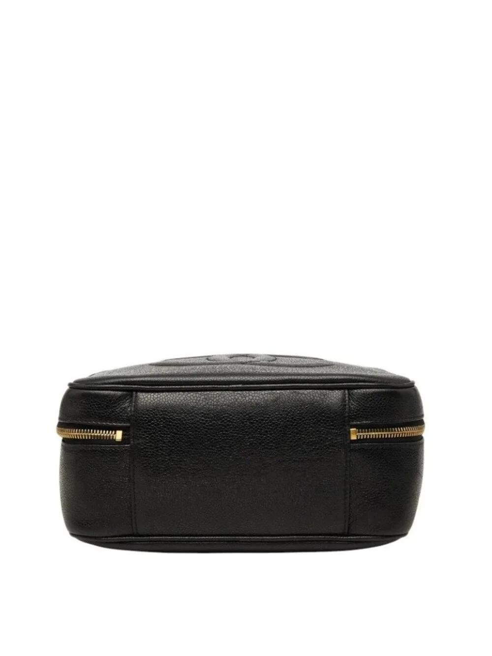 Chanel CC Logo Vanity 2-Way Shoulder Bag Black Caviar Leather